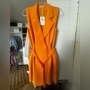 Amanda Uprichard Vibrant Orange Belted Dress